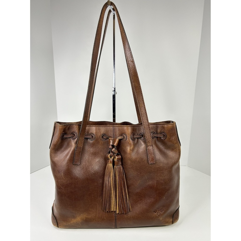 Patricia Nash Leather Tasseled Drawstring Witney‎ Tote Bag Large Distressed EUC